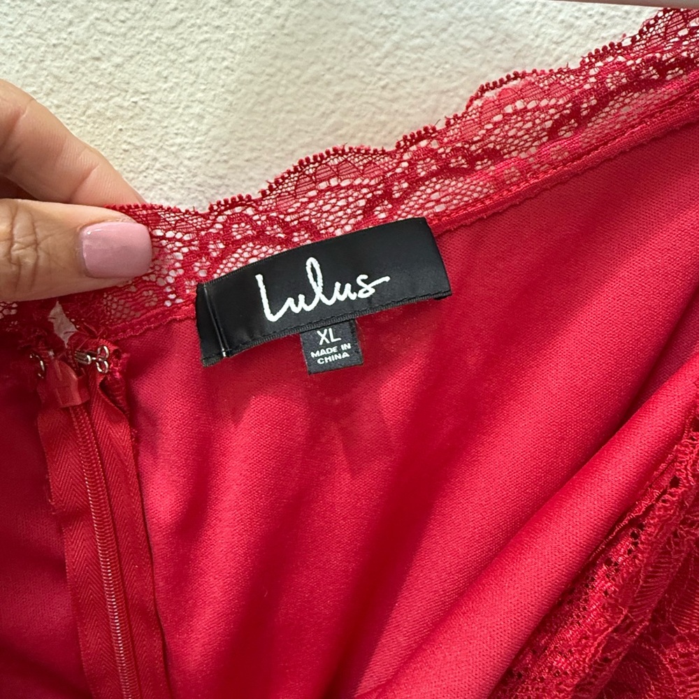 Lulu's Red Lace Maxi Dress - Picture 2 of 5
